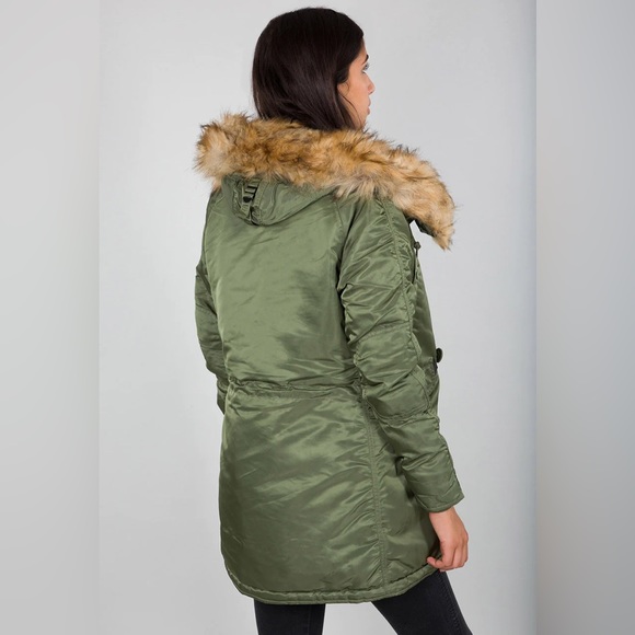 Alpha Industries Women's Green Parka with Faux Fur Trim - Picture 6 of 6